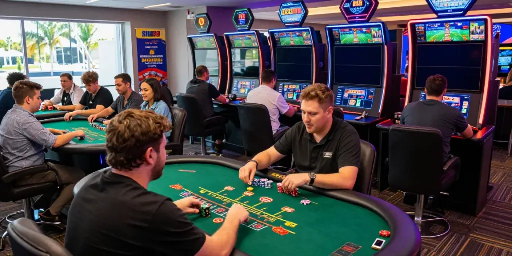 Engaging online gaming scene at http://sin88-onl.com/, showcasing diverse players enjoying live dealer games and sports betting.