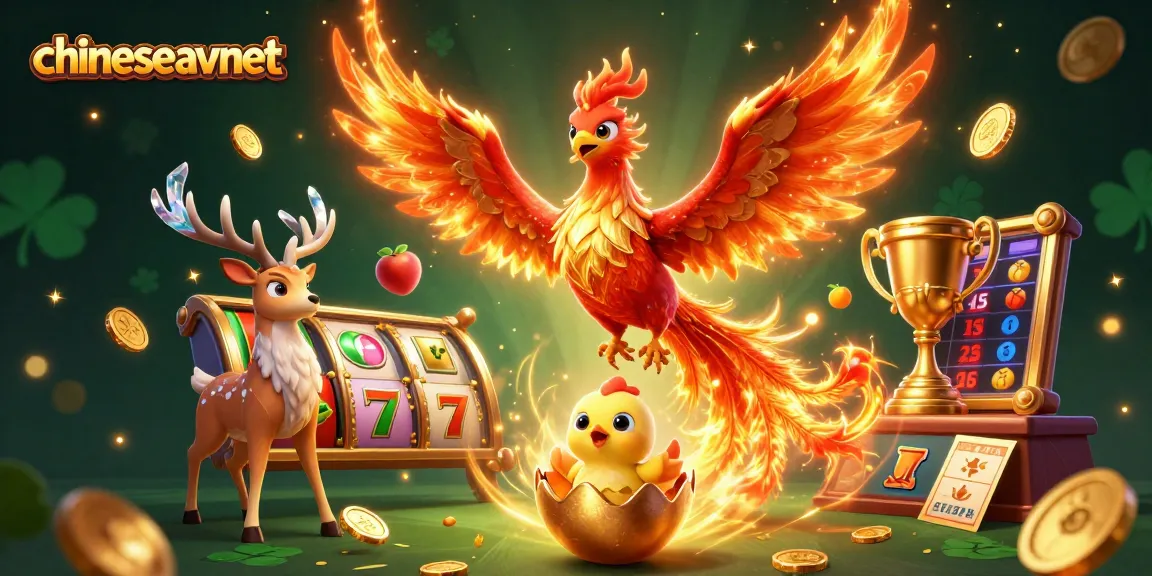 Engage with the vibrant scene of chineseavnet featuring a phoenix, chick, and stag within a lively casino atmosphere.