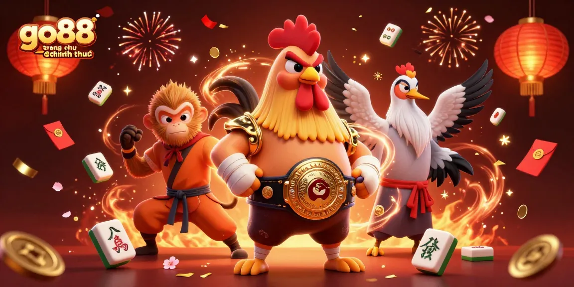 Play exciting games at go88 trang chu chinh thuc with a fierce rooster, monkey martial artist, and wise crane.