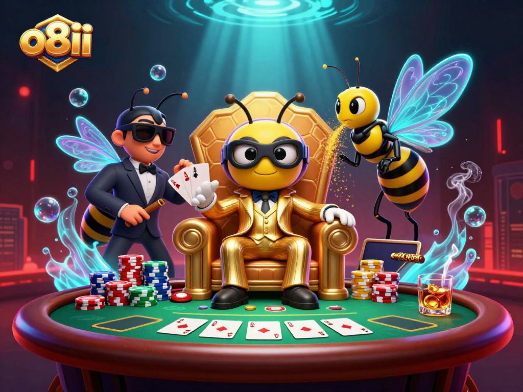 Engage in exciting poker at o8ii, where the bumblebee mob boss rules the casino.